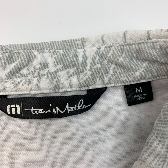 Travis Mathew Golf Shirt Men M Medium White Gray Performance Island Seaside Polo - Picture 5 of 12